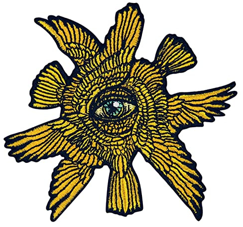 Aufnäher, bestickt, Design: Die goldenen sechs Flügel mit allen sehenden Augen, zum Aufbügeln oder Aufnähen
