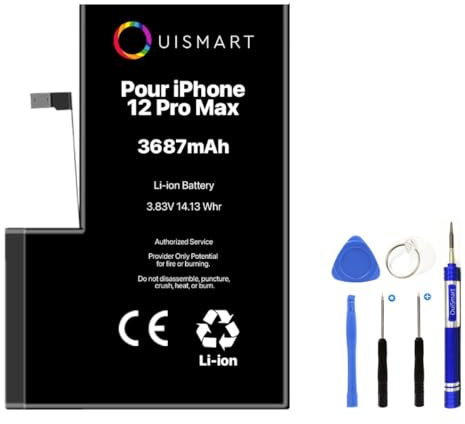 OUISMART® KIT Batterie pour IPHONE (avec Kit Outils, iPhone 12 Pro Max)