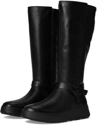 Fitflop Stivali da donna F-mode con nodo ripiegato e plateau, Nero, 39 EU