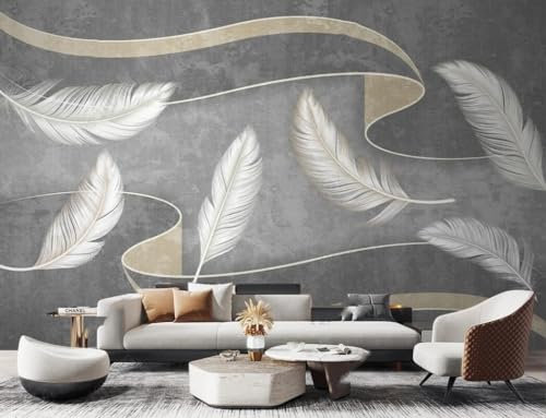 Non-Woven Murals Kids Wood Effect Boys Girls 3D Black and White Simple Retro Feather Strip Grey Silver Graffiti Living Room Bedroom Kitchen Wallpaper