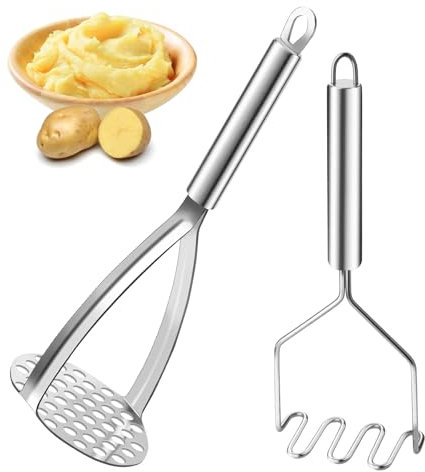 HUDDU Machacador de Patatas de Acero Inoxidable, Profesionales Patatas Trituradas Manuales Triturador De Mano, Machacador de Alimentos Para Puré de Papas, Frijoles de Aguacate y Fruta (Upgraded)