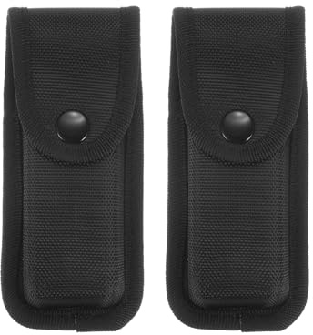 QUARKZMAN 2Pcs Étuis de Couteau de Poche en Nylon 6 x 2,6 Noir | à Porter Horizontalement ou Verticalement avec Boucle de Ceinture, Pochette Multi-Outils avec Fermeture à Pression
