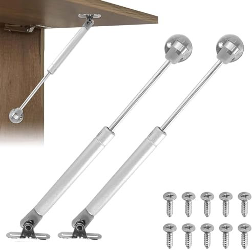 DEARBAG 2PCS Amortiguadores de Gas 100N, Pistones a Gas, Resorte de Compresión para Puertas Armario, Hidráulico Muebles Cocina Amortiguador Puertas Elevables Bisagra Armario con Tornillos