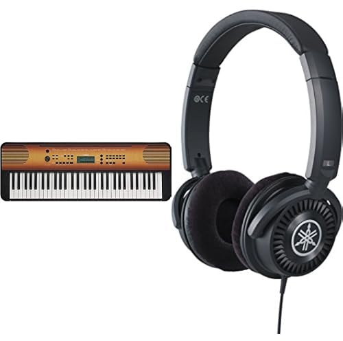 Yamaha Digitalkeyboard PSR-E360MA, Maple — Digitales Einsteiger-Keyboard im Paket mit HPH-150-Kopfhörern