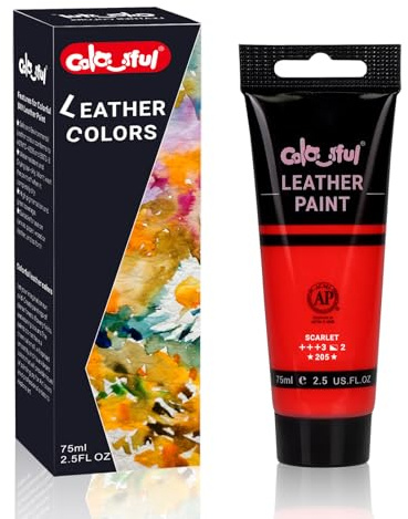 Colorful Leather Paint 2.5oz Red for Shoe Painting & Leather Projects | Premium leather paint for bags, wallets, jackets, shoes, and DIY crafts. Waterproof, flexible, durable, and long-lasting.