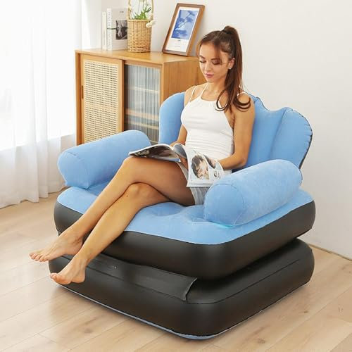 Ziennhu Aufblasbares Sofa, aufblasbares Bett mit L-Armlehne, Faultiersofa für den Außenbereich, Liegesessel, tragbarer Sitz für Komfort, aufblasbarer Stuhl,