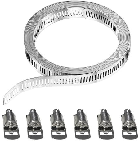 1 Rouleau De Colliers De Serrage De 2,5 M Et 6 Pièces De Fixation, Colliers De Serrage En Acier Inoxydable, Clip De Retenue De Tuyau, Colliers De Serrage Réglables, Outil De Réparation De Tuyaux