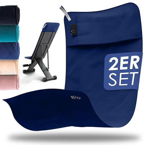 nujë Fitness Handtuch mit Tasche Microfaser I MIT Geschenkverpackung I Sporthandtuch Fitnessstudio I Extra groß & mit Umschlag für alle Geräte I Gym-Handtuch I Handtuch Fitnessstudio