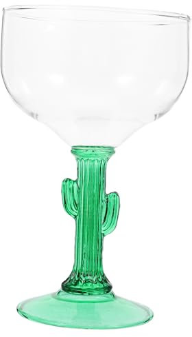 FELTECHELECTR Unique Cactus Margarita Goblet 400ml Green Glass High Stem Cocktail Drinking Cup Festival Home Decorative Goblet