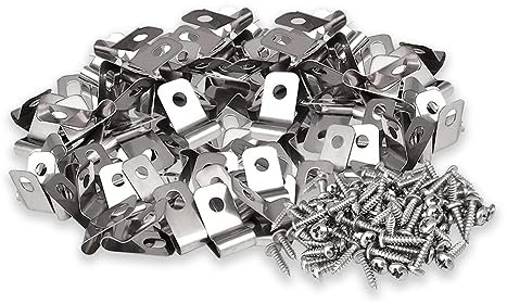 Fozriybefy 100 Stück Zaundrahtzaunclips Landwirtschaftliche Zaunbefestigungsclips Silber Edelstahl mit Schrauben