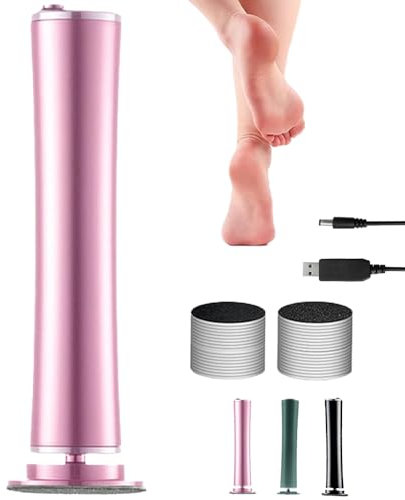 Elektrischer Hornhautentferner, 2025 Neu Hornhaut Entfernen Fuß Elektrisch, Einstellbare Geschwindigkeit Hornhautentferner Elektrisch Testsieger Mit 60 Ersatz Schleifkissen für Tote Harte (Pink)
