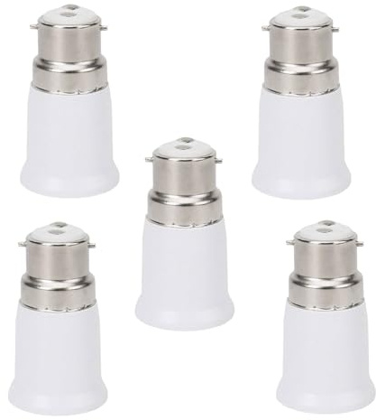 2b22 To E27 Adapter - with On/Off Switch, 5pcs Bayonet To Screw Bulb Adaptor, Light Bulb Lamp Holder Socket Converter for Ceiling, Fan, Lamp, Home, Hotel, Travel Use
