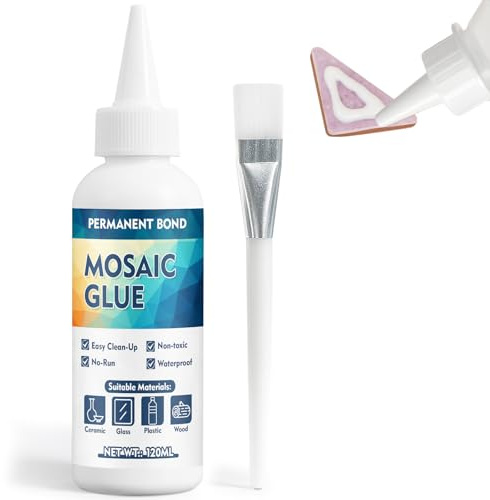 AstraVox Mosaikkleber, 120ml Bastelkleber, Ideal für Glas, Keramik, Kunststoff Und Andere Oberflächen, Transparent, Ungiftig, Wasserfest, Frostbeständig, für Drinnen und Draußen Geeignet