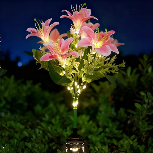 Fancysky Solar Lights Outdoor Garden Lights with 7 Warm White Flowers, Solar Powered Garden Decorations for Balcony, Patio, Flowerpots, Patio, Wedding (B)