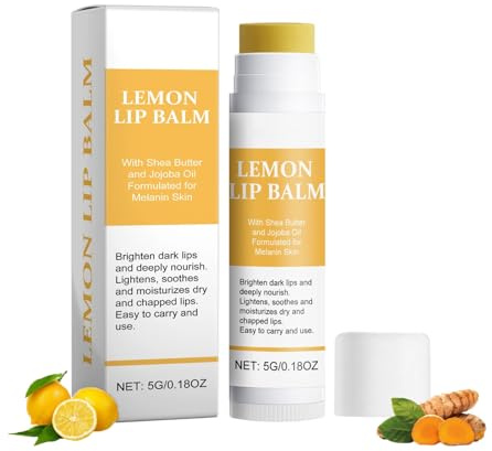 Baume à Lèvres Au Citron Et Au Curcuma, Baume à Lèvres Au Curcuma ÉClaircissant Pour Les Lèvres Foncées, Exfoliant, Adoucissant Et Hydratant (1)