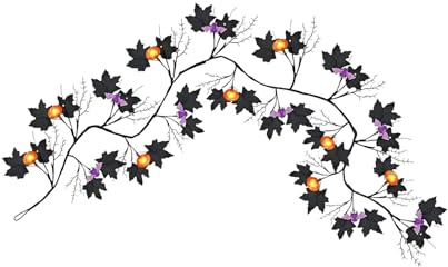 Ramita de vid de Halloween con luces | Guirnalda de vid de sauce, 54 luces LED, guirnalda de pared de rama, impermeable, decoraciones navideñas para terraza, dormitorio, porche, sala de estar