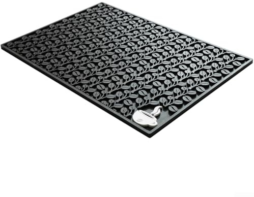 Tapis de bar à café antidérapant en PVC imperméable avec coussin épais pour machines à expresso (simple noir)
