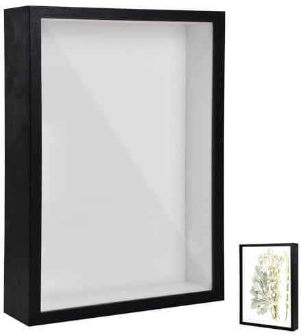 3D-fotoramar, bildram för fyllning, djup bildram för fyllning 21 x 30 cm, djup ram för vägg & skrivbord, 3D-objektram djup 3 cm, lämplig för väggdekoration, svart
