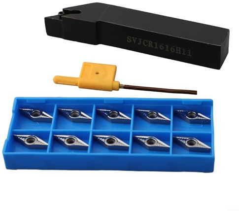 VCGT110304-AK H01 Hartmetall-Einsatz, 10 Stück, mit SVJCR1616H11, 16 x 16 mm, rechter Drehmeißel, Werkzeughalter für Aluminium und Gusseisen, 93° Schnittwinkel