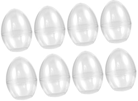 Garneck 8pcs Plastic Easter Egg Candy Boxes, Large Fillable Egg Shape Storage Containers 90x90x120mm for Easter Party Decorations and DIY Craft Ornaments