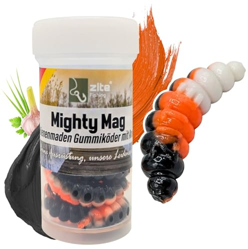 Zite Fishing Mighty Mag Mix 12 STK - Bienenmaden Imitat 2,8cm Forellenköder Neuheiten – Gummiköder Forellen-Angeln - Phthalatfrei mit Aroma, Forellen Köder (8. Turbo Knoblauch)