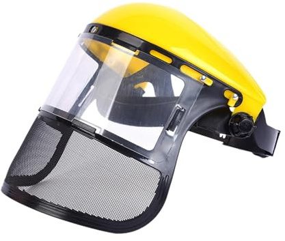 Casco protettivo per motosega con visiera, per paesaggistica, erba, urto, casco di sicurezza, con visiera, giallo