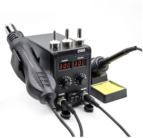 Stazione di saldatura 8586D 700W 2 in 1 con display digitale, pistola ad aria calda for rilavorazione SMD, saldatore 220/V, ESD, strumenti for, dissaldatura e riparazione