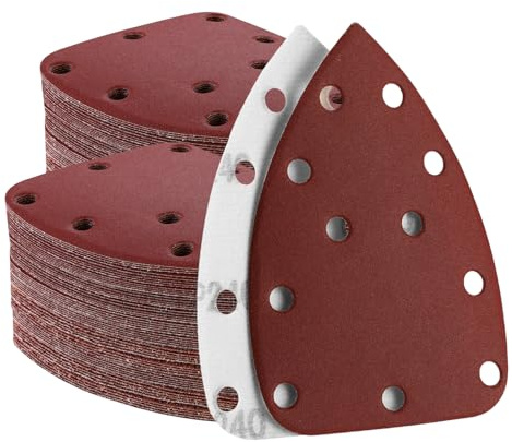 DEKOPRO 60PCS Mouse Detail Sander Sandpaper, 11 Hole Sanding Discs, 40 60 80 120 180 240 Grit Assorted, Hook and Loop Sand Paper for Wood Furniture Finishing, Compatible with Detail Sanders