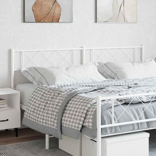 mzdioop Ersatz-Kopfteil Metall Weiß 180 cm, pulverbeschichteter Stahl, robuste Beine, freistehend, kompatibel mit runden Rohren, ideale Rückenlehne zum Anlehnen im Schlafzimmer