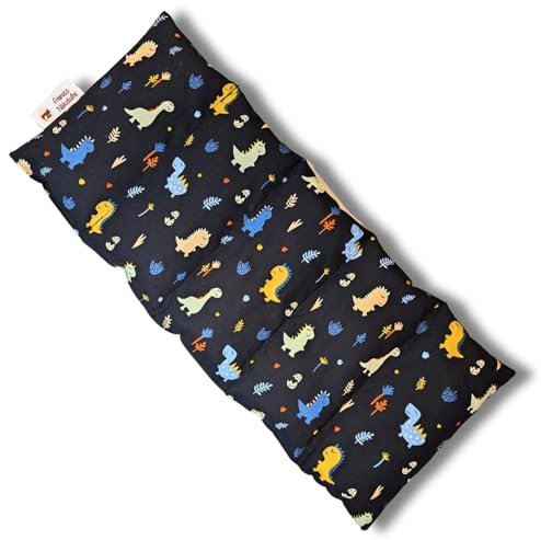Franzis Nähstube 50x20cm Traubenkernkissen Dino blau in 100% Baumwolle I Körnerkissen Traubenkern 50x20 für Mikrowelle I Wärmekissen, Traubenkernkissen, Nackenwärmekissen