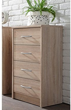 möbelando Kommode Hochkommode Anrichte Standschrank Schubladenkommode Schrank Olli IX Sonoma-Eiche