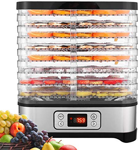 Food Dehydrator Machine, Fruit Dehydrators with 8-Trays, Digital Timer and Temperature Control(95ºF-158ºF) for Food, Jerky, Meat, Fruit, Herbs and Vegetable, 400 Watt, BPA Free