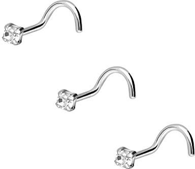 PIERCINGLINE 3er SET 925er STERLING SILBER Nasenpiercing | EINGEFASSTER KRISTALL | Piercing Nase Stecker | SET-Auswahl