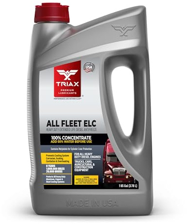 TRIAX All Fleet ELC - Fluido refrigerante e antigelo, Diesel Extreme HD NOAT (Nitrited Organic Additive Technology). Cambio doppo 1.200.000 km, 8 Anni o 20.000 Ore, Cat EC-1, concentrato (1 gallone)
