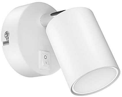 ledscom.de Spot da parete WAIKA con interruttore bianco opaco + lampada GU10 LED a 3 fasi senza dimmer con interruttore: max. 609lm ciascuno