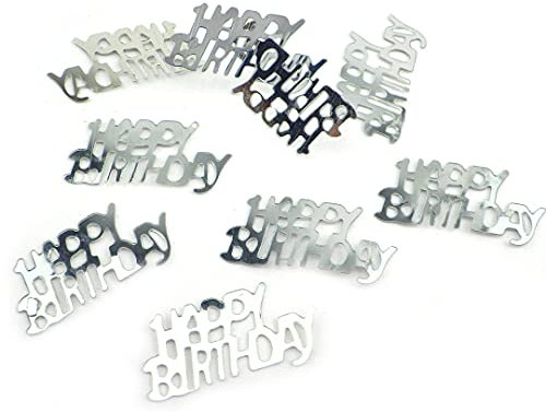 Sepkina Happy Birthday decorazione da tavolo per compleanno, coriandoli (argento Happy Birthday, 200)