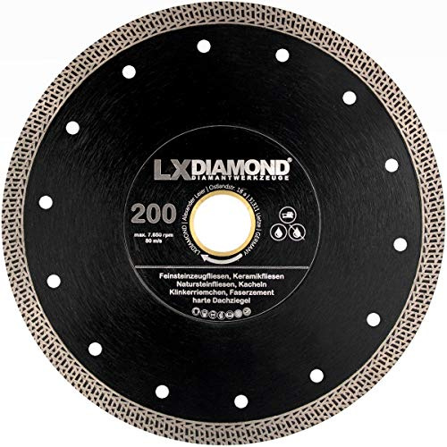 LXDIAMOND Diamant-Trennscheibe 200mm x 25,4mm PREMIUM Diamantscheibe für Feinsteinzeugfliesen Fliesen Natursteinfliesen extra dünn Trennscheibe 200 mm