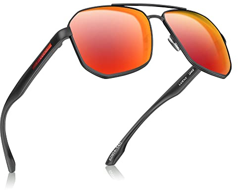 Luenx Polarized Sunglasses for Men: Square Polygon UV400 Driving