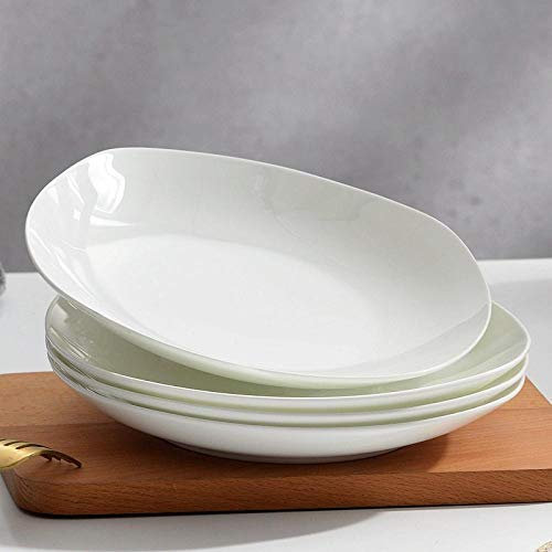 Platos de gran calibre de 4/6/10 8 pulgadas, platos hondos redondos, vajilla de porcelana blanca, vajilla de cerámica occidental para el hogar-Plato hondo cuadrado de 8 pulgadas (4 piezas)