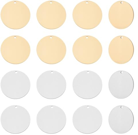 UNICRAFTALE 24Pcs 2 Farben Runde Metallrohlinge Anhänger 304 Edelstahl Blanko Stempel Anhänger 20mm Stanzen Blanko Tags Charms Hundemarke Haustier ID Tags Für Ohrringe Halskette Schmuckherstellung