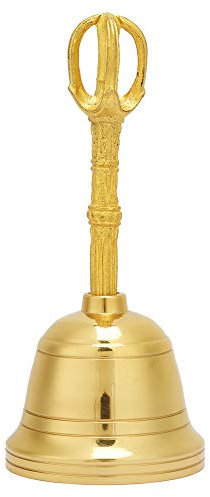 Cyrank Messinghandglocke, Serviceglocke Große Handglocke mit Griff Buddhistische Glocken für Hochzeiten Schule Klassenzimmer Hotels Apartments