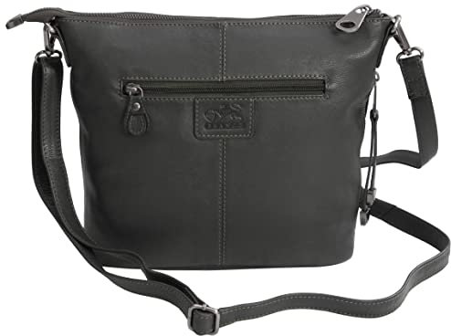 Branco - Leder - schicke Damen Umhängetasche Crossbag Schultertasche aus feinem Leder mit vielen Fächern - mittelgroß (Olivgrün) - präsentiert von ZMOKA®