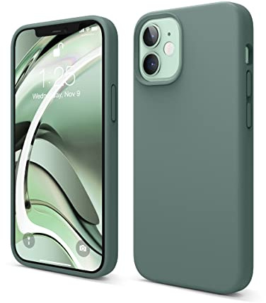 elago Liquid Silicone Case Kompatibel mit iPhone 12 Mini Hülle (5,4), Hochwertiges Silikon, Rundumschutz Handyhülle : 3-Layer Struktur Schutzhülle (Nachtgrün)