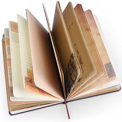 Asten Vintage-Tagebuch, schönes Tagebuch für Damen und Herren, buntes blanko Tagebuch mit Hardcover, niedliches Notizbuch, Tagebuch zum Schreiben, Geschenk für Mädchen, Jungen 5,6 x 21 cm (Bill)