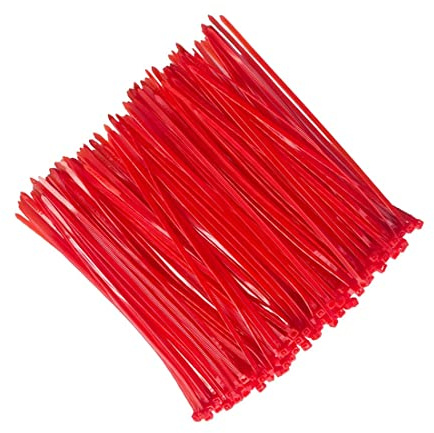 100 Pezzi Fascette Plastica Rosso, Fascette per Cavi, Fermacavo, Fascette Plastica Riutilizzabili, Fascette Elettricista, Fascette in Nylon Autobloccanti (200mm x 3mm)