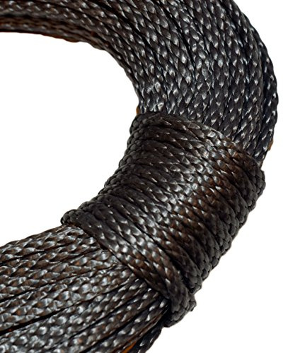 CBKnot Samson Premium Amsteel Blue 3/16 Zoll Dyneema-Faser mit 2,2 kg Zugfestigkeit Drehmomentfrei mit geringer Dehnung, 12 Stränge (3/16 Zoll x 25 Zoll), Schwarz