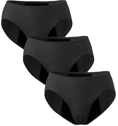 Neione Ragazze Mutande Mestruali Flusso Abbondante Slips Ciclo Mestruale Mutandine Hipsters Pacco da 3 Nero 12-14 Anni