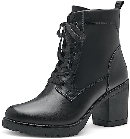 MARCO TOZZI stivaletti da donna in similpelle con tacco e allacciatura color nero (black) 40 EU