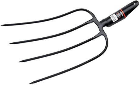 La zappa Horca para heno estiércol y ballones con dientes de acero forjado antioxidante (4 puntas)