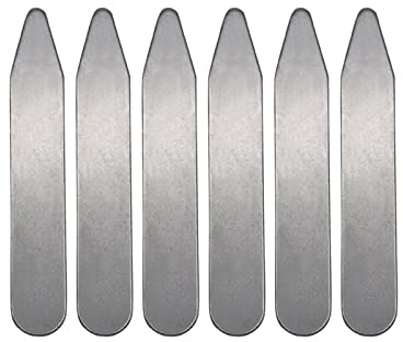 Amagogo 6-teilige Kragenstäbchen, knitterfrei, einzigartige, glatte Kanten, mehrere Größenoptionen, Metall, für Uniform, Herren, Hemd, Verlobung, Jahrestag, 63,5 mm x 10 mm x 0,8 mm